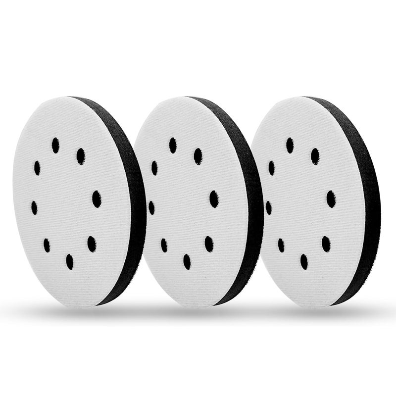 Kpdnjro 3PCS 5 Inch 8 Holes Sanding Disc Backing Pad, Self Adhesive Sponge Cushion, Sandpaper Tray Protection Pad, Hook and Loop Soft Sponge Cushion Buffing Pads Sanding Pads Backing Pads - Image 1